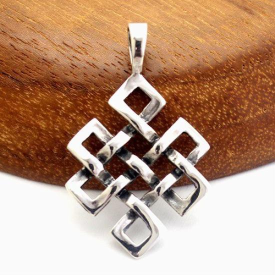 Tibetan Endless Knot Perbeu Sterling Silver 925 Pendant Pendant Top