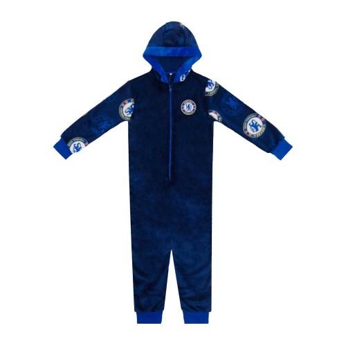 Chelsea FC Childrens/Kids Crest Fleece All-In-One Nightwear