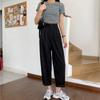 Pants Women All-match Basic Summer BF Style Minimalist Ladies Ankle-Length Trousers Wide-leg Chic Leisure Popular Womens Pant