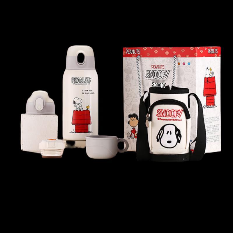 Snoopy Kids 3-Lid Insulated Water Bottle