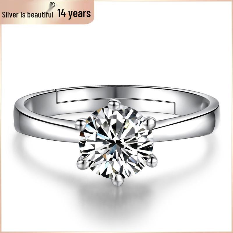 

Женское свадебное кольцо и кольцо для пары из серебра 925 пробы с имитацией бриллианта - Новый горячо продаваемый ювелирный подарок 0.6 Carat 5.5mm Adjustable