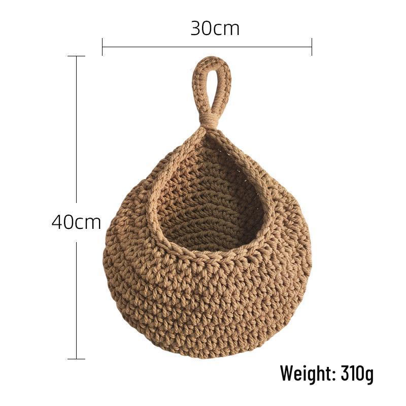 Handmade Cotton Rope Crochet Fruit Net Bag - Woven Kitchen Storage, Bird's Nest & Water Drop Design