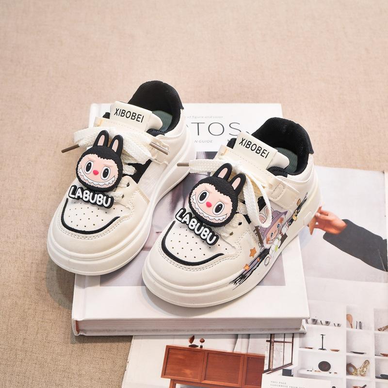 Pantofi fete Labubu 2025 nou vară copii pantofi albi mici talpă moale casual sport pantofi de skate fată explozie