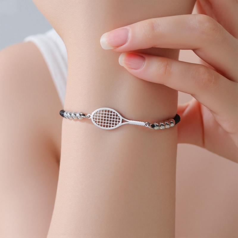 Braccialetto Geometrico Racchetta Con Cinturino Intrecciato Personalizzabile E Materiali Confortevoli