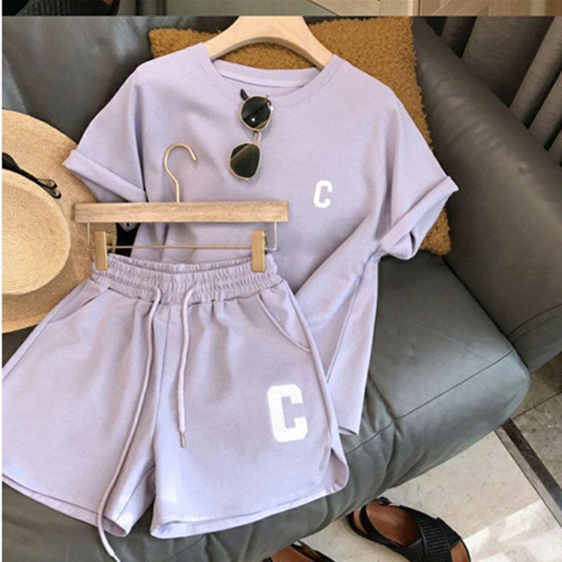 2025 Sommer Damen Locker Lässig Sportliches Kurzarm-Set - Rot