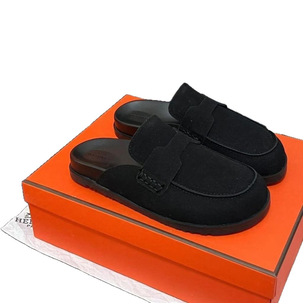 Leather Birkenstocks for Women, New Spring Platform Cork Bag Head and Half-drag Birkenstocks for Outer Wear.