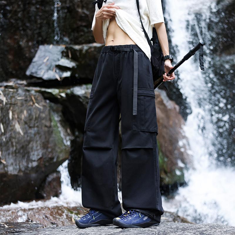 Cotton Cargo Pants Men High Street Loose Fit Jogger Trousers Casual Spring Autumn