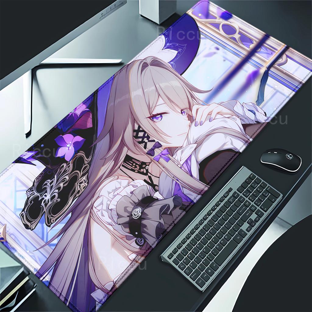 The Herta Honkai Star Rail teclado mouse pad Large Gaming mousepad Office Table Accessories Nonslip Mausepad overlock Desk Mat