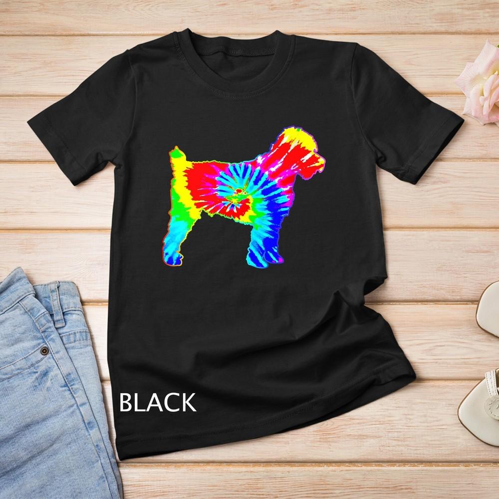 

Womens Tie Dye Dog Hippie Schnoodle Dog Unisex T-shirt 4XL