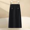 Women's High-Waisted Gray Wool Bodycon Skirt - Autumn/Winter 2024 A-Line Retro Mid-Length Skirt