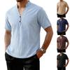 Men's Shirt  Casual Stand-up Collar  Loose Shirt  Short-sleeved Cotton And Linen