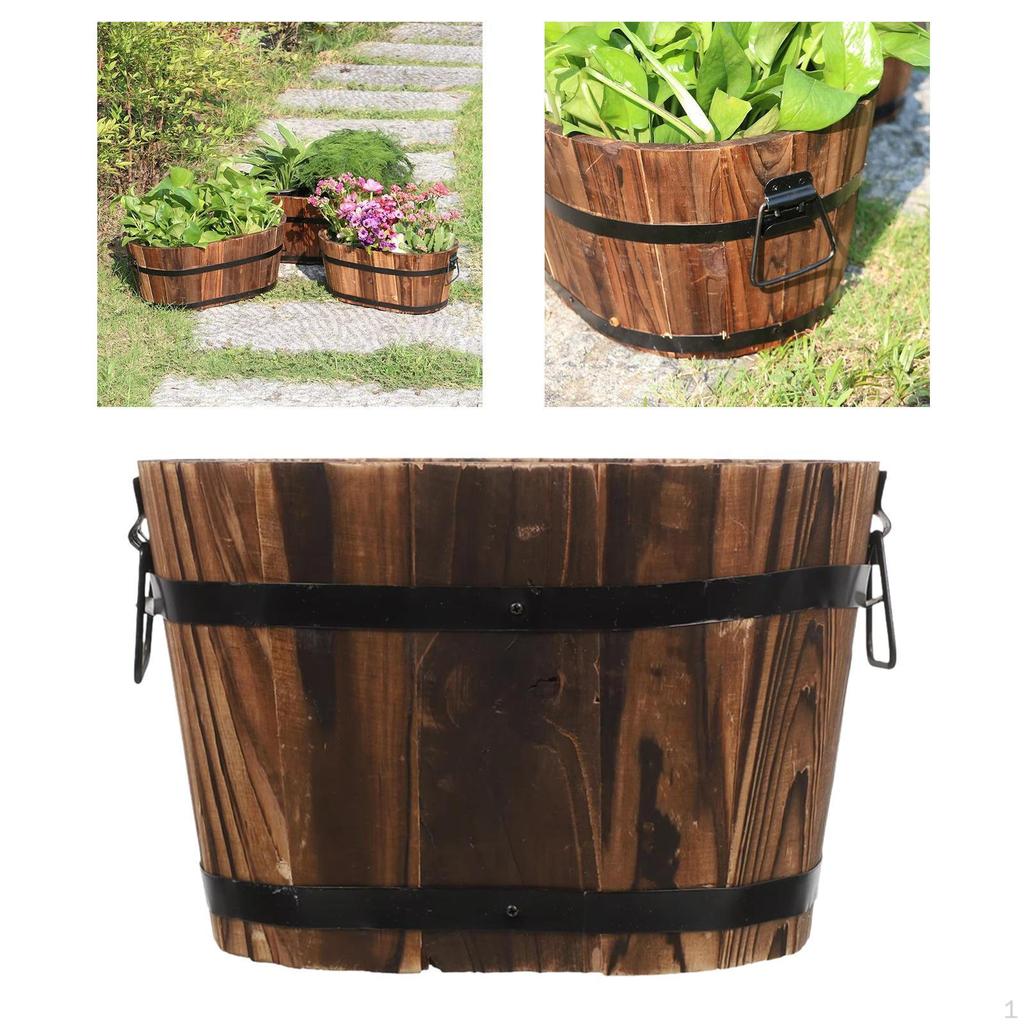 Dřevěné květinové hlavy sudové květináče s drenážním otvorem pro okenní truhlíky