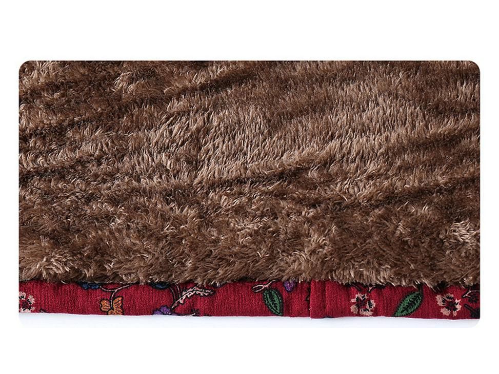 Pure Cotton Jacquard Jacket - Fleece-Lined Winter Coat for Middle-Aged and Elderly Women