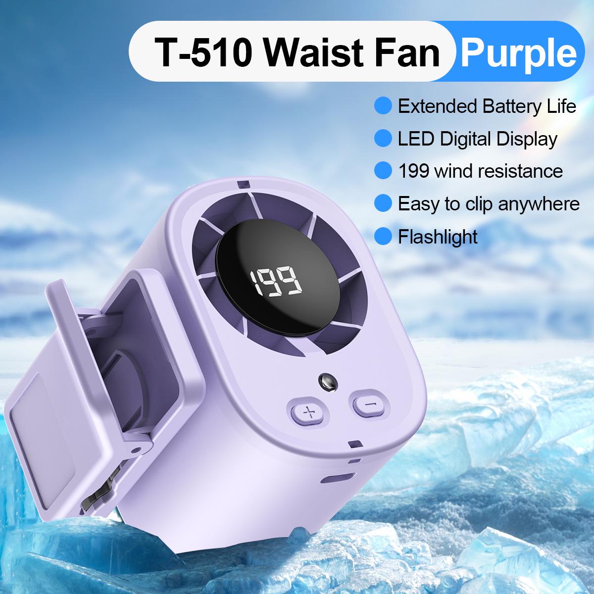 T510 Multi-Functional High-Speed Handheld Fan: Clip-On Waist/Neck, Desktop Use, Compact Yet Powerful. 84*74*63