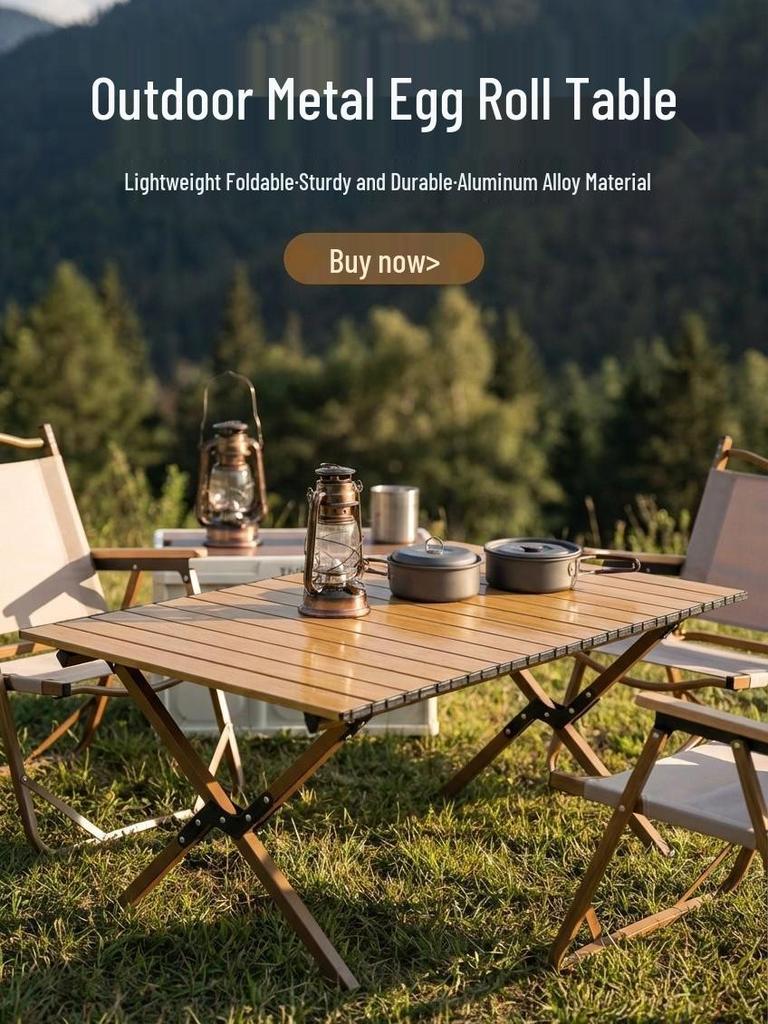Portable Folding Aluminum Camping Table with Storage Bag and Chairs