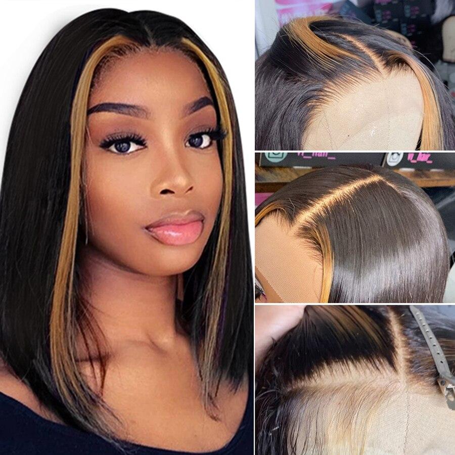 Buy Short Bob Wigs for Black Women Human Hair T-Part Short Bob Lace Wigs  Pre Plucked Lace Front Human Hair Wigs with Baby Hair at affordable prices  — free shipping, real reviews