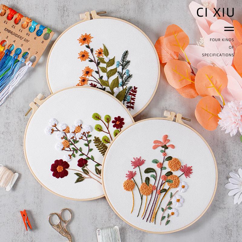 Diy Handmade Embroidery Material Package, European-Style Flowers And Plants Are Quiet And Demure, And The New Needle And Thread Set.