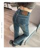 Women's High Waist Slimming Velvet Tassel Flare Jeans with Split Hem - 2025 Autumn/Winter Collection