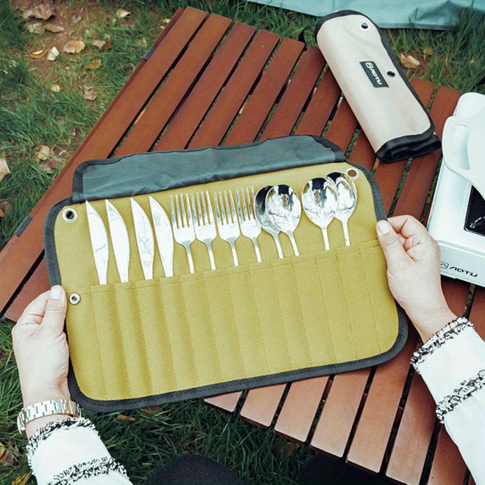 1PC Outdoor Camping Tableware Set Storage Bag Chopsticks Spoons Forks Knives Picnic Cookware Storage