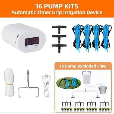 Automatic Plant Flower Watering Pump 2/8/16 Heads Pump Flowers Plants Home Sprinkler Automatic Timer Waterers Drip Irrigation