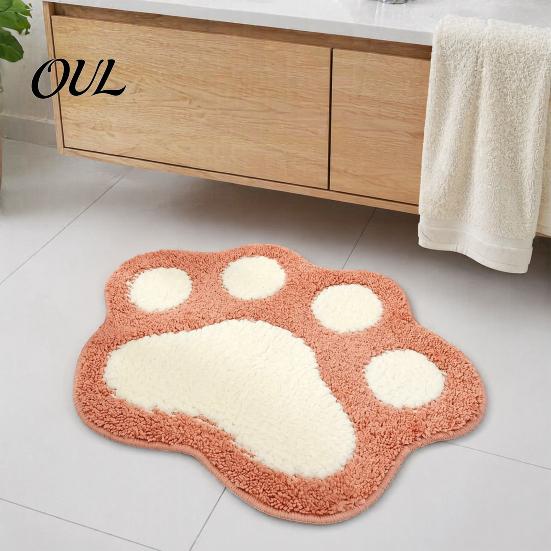 Washable Non-slip Rug Cat Paw Bath Mat, Non-Slip Soft Fluffy Rug, Absorbent Anti-slip Shower Mat Cute Area for Entrance Bathroom Bedroom Floor