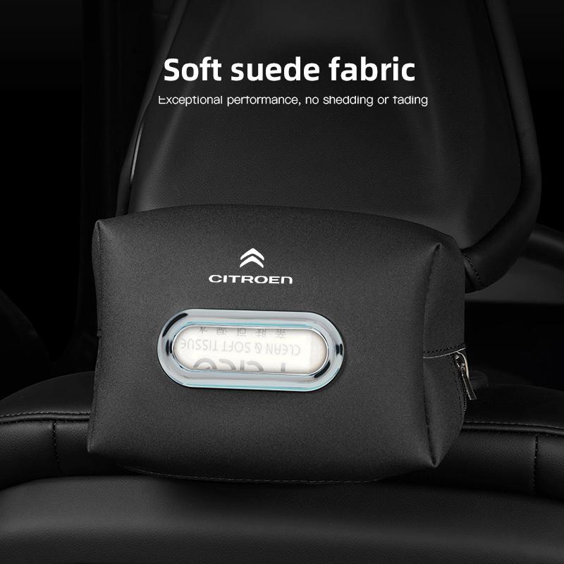 Suede Car Tissue Bag Hanging Vehicle Napkin Box For Citroen DS3 DS4 DS5 RD3 Cross Berlingo Xsara Grand Picasso Jumper Saxo Jumpy amj123