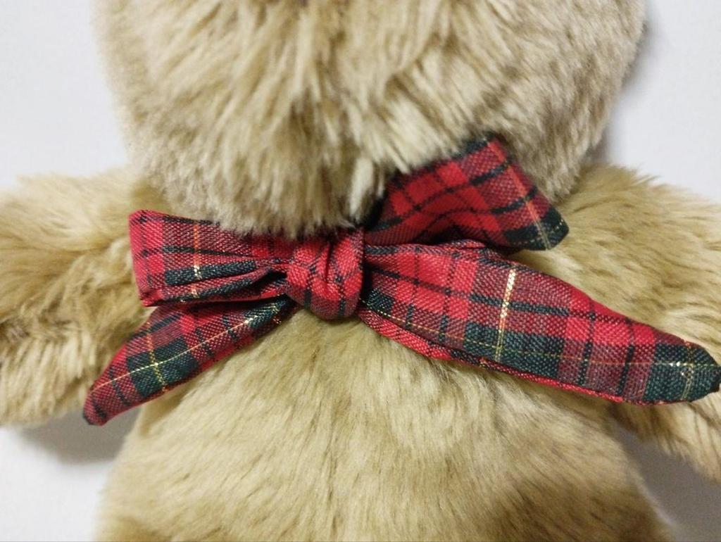 [USED] Teddy Bear House Retro Teddy Bear with Check Ribbon, Vintage