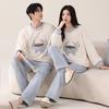 Snowflake Fleece Couple Pajamas Men And Women Autumn And Winter Fleece Thickened Coral Fleece Cute Cartoon Warm Loungewear Set