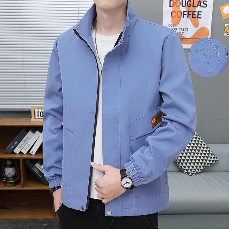 Frühlings- und Herbstjacke Herren Stehkragen Bluse Locker Lässig Hübsch Jugendlich Dünne Modelle Vielseitiger Mantel Herren