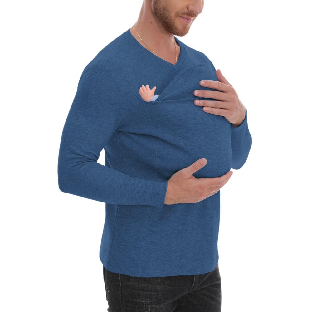 European and American Pure Cotton Thickened Kangaroo Father Kangaroo Mother Multi-functional T-shirt Long Sleeve