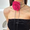 Big Rose Flower Clavicle Chain Necklace Elegant Rope Choker Gothic Clavicle Chain  Women