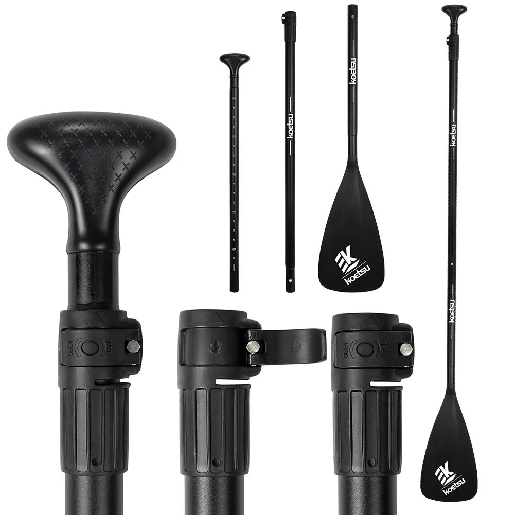 3-Piece Stand Up Paddleboard Paddles Adjustable Length SUP Surfpaddle Aluminum Alloy Single Head Paddle for Canoe Kayaking