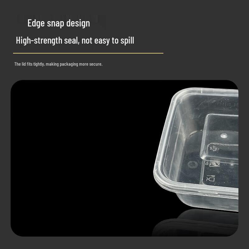 WS Disposable 650ml 2-Compartment Rectangular Food Containers with Lids