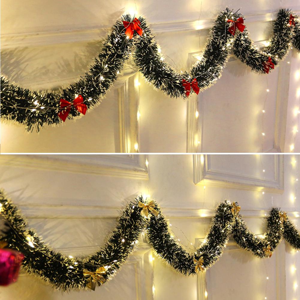 2M Christmas Decorations LED Ribbon Green Snowflake Trim Tree Garland For Xmas tree Home Party Holiday Festival Decor Set