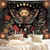 2D Moth Moon Phase Tapestry Sun Floral Mushroom Wall Hanging Decor