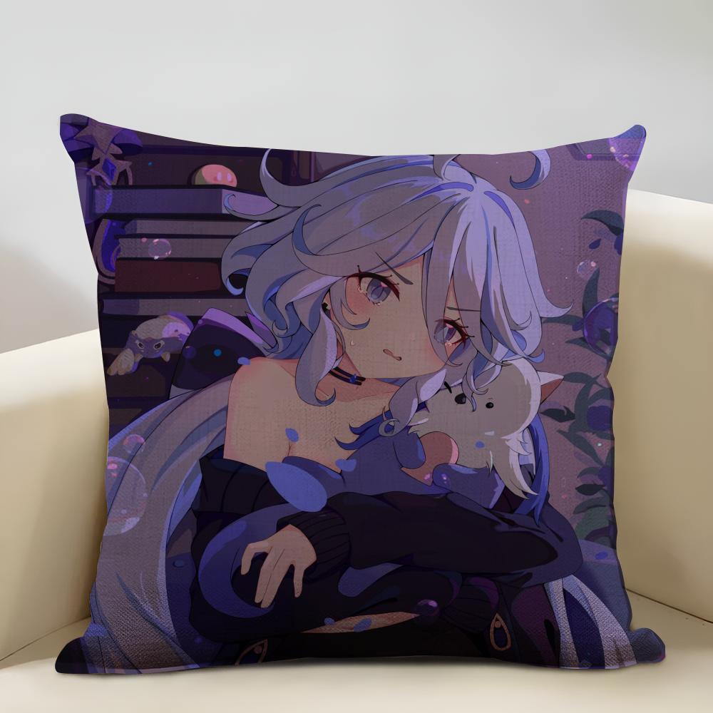 Genshin Impact Furina Cushion Household Decoration Linen Sofa Cushion Cover: Skin-Friendly & Breathable with Invisible Zipper
