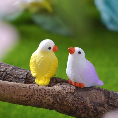 4 Cute Mini Parrots Micro Landscape Gardening Potted Ornaments Colorful Little Parrot DIY Small Accessories