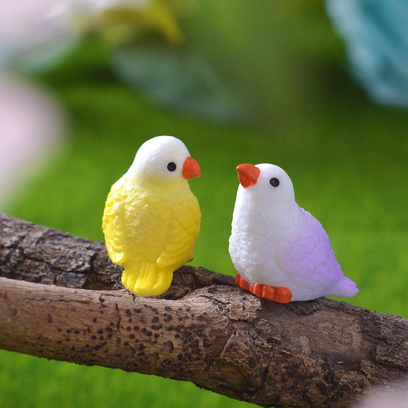 4 Cute Mini Parrots Micro Landscape Gardening Potted Ornaments Colorful Little Parrot DIY Small Accessories