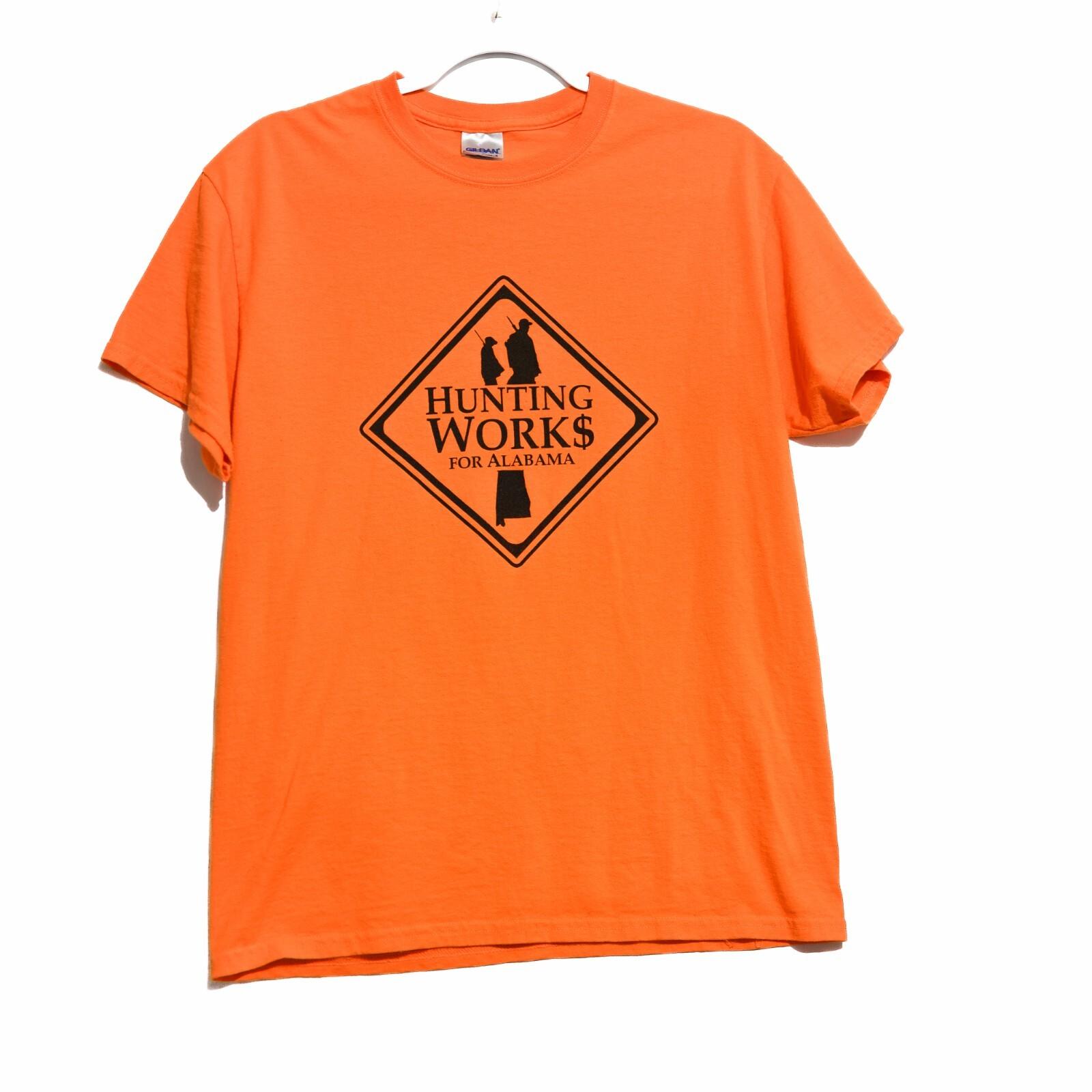 Gildan Hunting Works For Alabama Mens Orange T-Shirt Short Sleeve Cotton Size M M