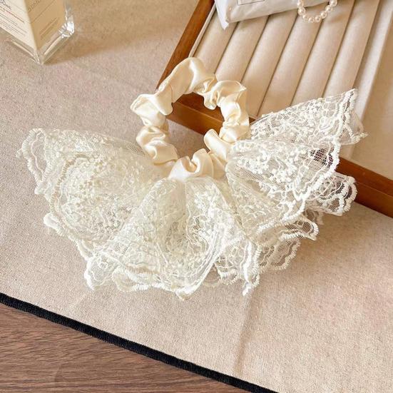 Hair Tie High Elasticity Non-Stretching Double-Layer Lace Korean Style Oversized Skirt Design Hair Rope Buns Ponytails Hair Accessories