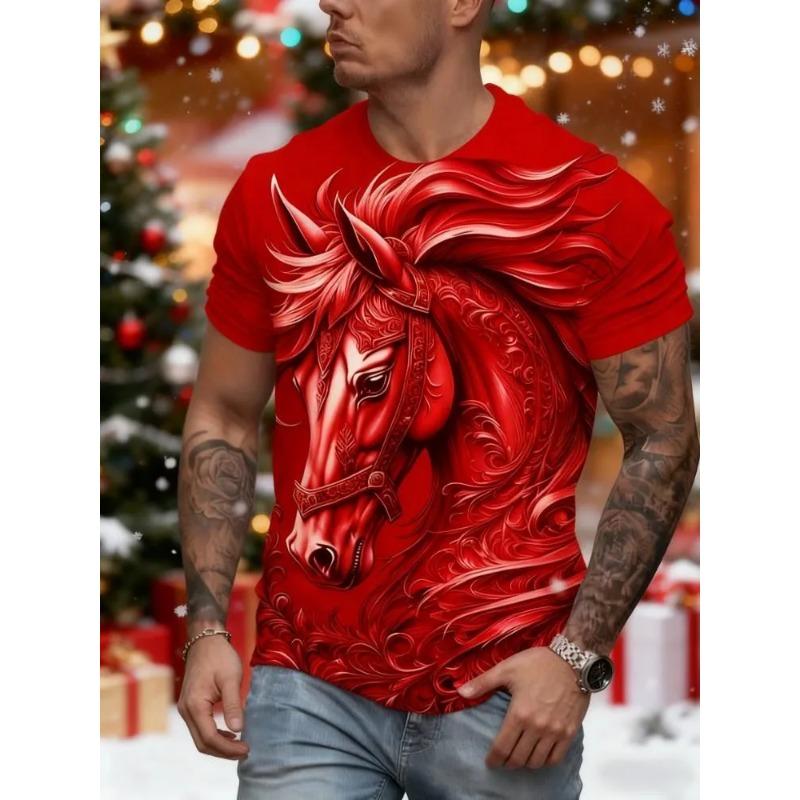 Haut imprimé tendance décontracté ample à manches courtes et col rond pour garçons