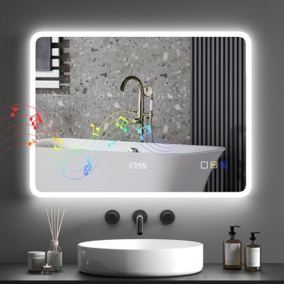 Badkamerspiegel met LED-licht 80x60 cm met Bluetooth 3 Lichtkleuren Anti-Mistfunctie Geheugenfunctie IP44