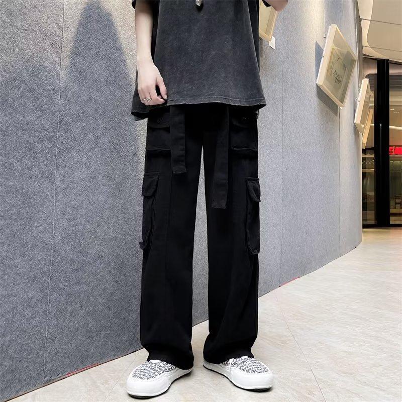 Men's Multi-Pocket Overalls: Original American High-Street Retro Hip-Hop Style, Japanese Straight Casual Pants Trend.