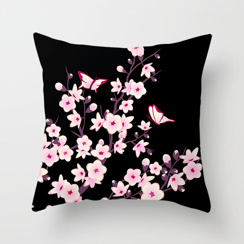 

Розовый цветочный узор с принтом квадратная подушка наволочка для подушки автомобиля дивана офисного кресла наволочка простое украшение для дома 40x40cm