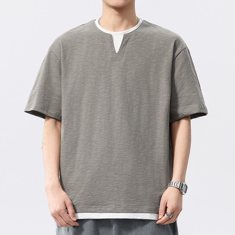 Men's Summer Two-In-One Bamboo Cotton Faux Layer T-Shirt