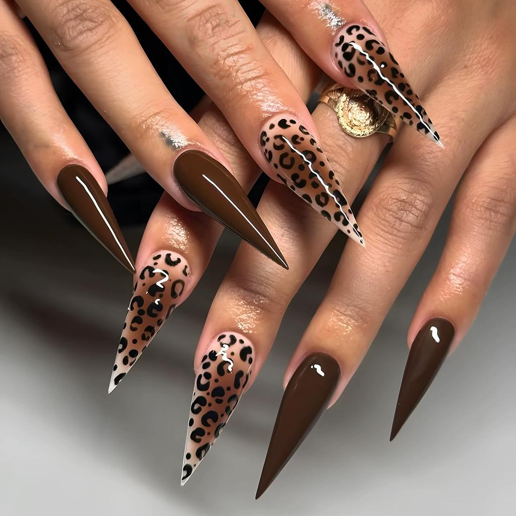 24Pc False Nails with Glue Almond Black Red Gradient Design Detachable Rhinestone Acrylic Fake Nail Long Stiletto Press on Nails