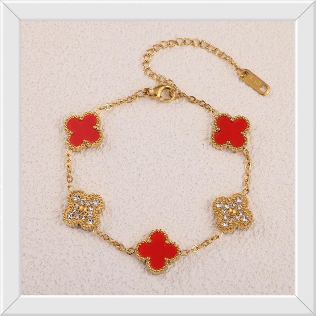 Bracelet Trèfle à Quatre Feuilles 13mm 18K Mode Nouveau Tempérament Cent Avec Bracelet Dames