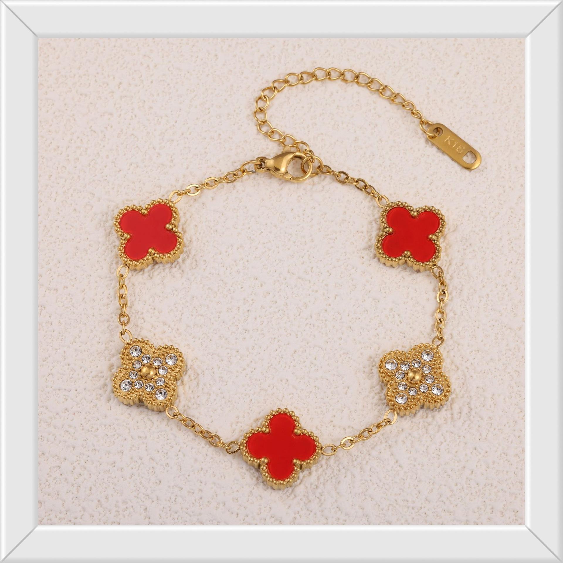 

13 мм браслет с четырьмя листами клевера 18 карат модный новый темперамент сотня с женским браслетом 18K