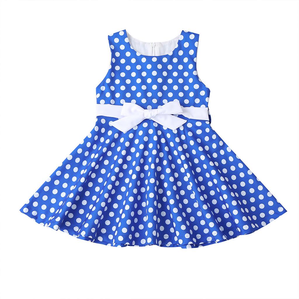 Kids Girls Vintage Dress Polka Dot Princess Swing Rockabilly Party Dresses