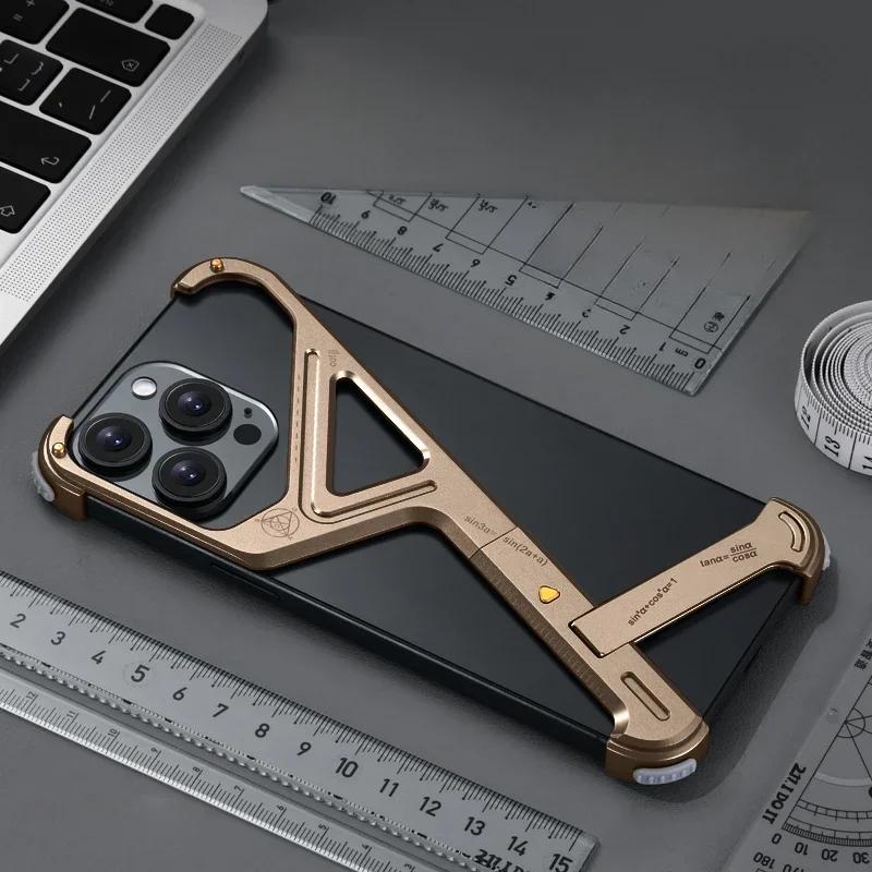 

Oatsbasf for iPhone 16 Pro/Pro Max Case Geometric Design Metal Frameless Minimalist with Adjustable Kickstand Bumper Protective aluminum&For iPhone 16 Pro